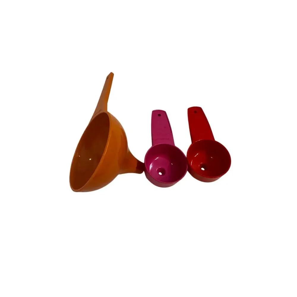 Set of 3 Vintage Tupperware Mini Funnels 1227-4/877-7/877-2 Orange/Red/Pink